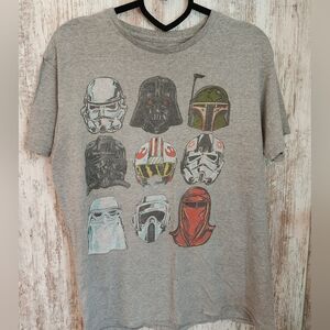 Star Wars Gray Short Sleeve Tee with Character Helmets
